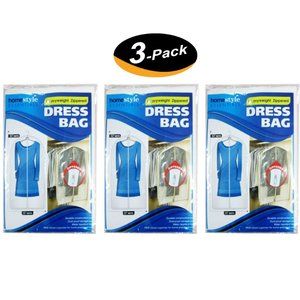 (3 Pack) Dress Bag Garment Travel Dress Storage Full Zipper Cover -Frosted Clear